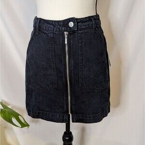 NWT - BDG Urban Outfitters Black Denim Skirt with Big Zipper - S